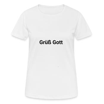 Grüß Gott - Frauen T-Shirt atmungsaktiv - Weiß - Vorne - AI Model Female 172 dark (172cm)