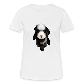 Gesicht Welpen - Frauen T-Shirt atmungsaktiv - Weiß - Vorne - AI Model Female 172 dark (172cm)