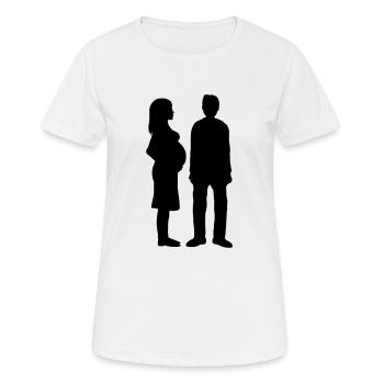 Femme enceinte Homme pauvre - T-shirt respirant Femme - blanc - Devant - AI Model Female 172 dark (172cm)
