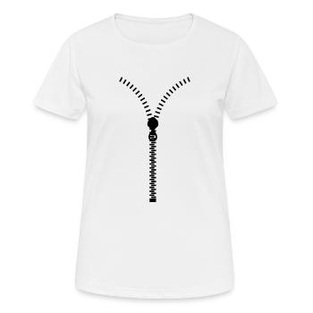 Ouvrez-moi! -Fermeture éclair - T-shirt respirant Femme - blanc - Devant - AI Model Female 172 dark (172cm)