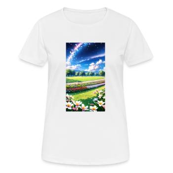 Landschaft mit 4 Bereichen, Generative KI - Frauen T-Shirt atmungsaktiv - Weiß - Vorne - AI Model Female 172 dark (172cm)