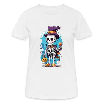 Skelett mit Zylinder - Frauen T-Shirt atmungsaktiv - Weiß - Vorne - AI Model Female 172 dark (172cm)