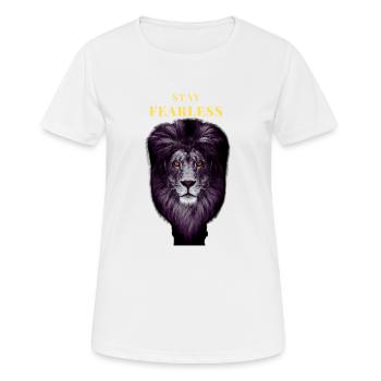 Bleib furchtlos Löwe - Furchtloser Löwe - Löwenher - Frauen T-Shirt atmungsaktiv - Weiß - Vorne - AI Model Female 172 dark (172cm)