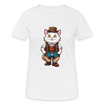 Lederhosen / Animal / Traditional costume / Tradition / Cat - Women's Breathable T-Shirt - white - Front - AI Model Female 172 dark (172cm)
