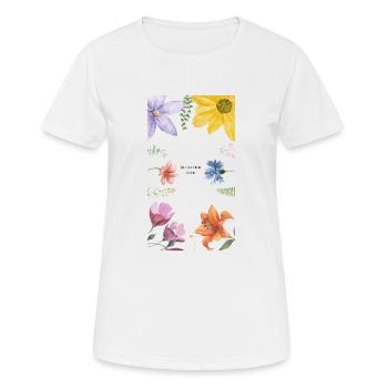 Flower Power - Frauen T-Shirt atmungsaktiv - Weiß - Vorne - AI Model Female 172 dark (172cm)