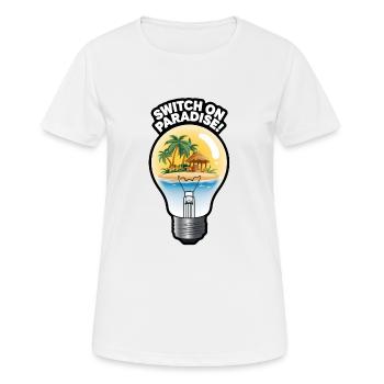 Aufwachen im Paradies - Urlaub in der Sonne - Frauen T-Shirt atmungsaktiv - Weiß - Vorne - AI Model Female 172 dark (172cm)