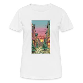 Joyeux Noël Hiver Scène du village Joyeux - T-shirt respirant Femme - blanc - Devant - AI Model Female 172 dark (172cm)