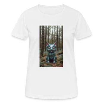 Waldkatzen-Skulptur Forest Cat Sculpture - Frauen T-Shirt atmungsaktiv - Weiß - Vorne - AI Model Female 172 dark (172cm)