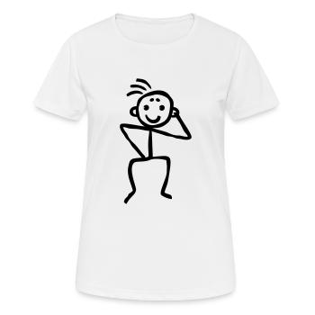 Strichmännchen fasst sich ans Ohr - nachdenklich - Frauen T-Shirt atmungsaktiv - Weiß - Vorne - AI Model Female 172 dark (172cm)