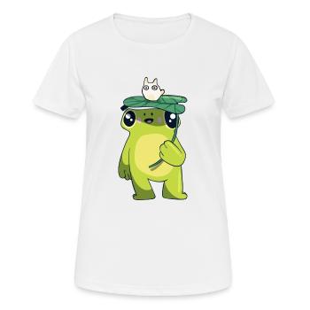 Frosch mit Blatt - Frauen T-Shirt atmungsaktiv - Weiß - Vorne - AI Model Female 172 dark (172cm)