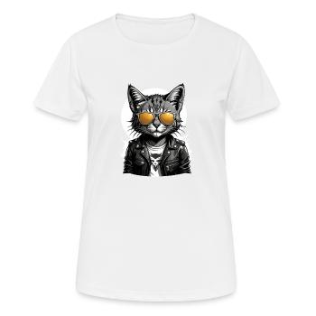 Cat Rocker Cat HardRock Gift - T-shirt respirant Femme - blanc - Devant - AI Model Female 172 dark (172cm)