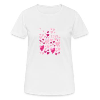 Love,Heart,Watercolor,Heart, Graffiti, Love, - Women's Breathable T-Shirt - white - Front - AI Model Female 172 dark (172cm)