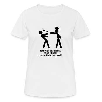 accident travail - T-shirt respirant Femme - blanc - Devant - AI Model Female 172 dark (172cm)