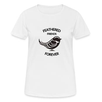 "Gefiederte Freunde für immer" Brauner Slogan - Frauen T-Shirt atmungsaktiv - Weiß - Vorne - AI Model Female 172 dark (172cm)