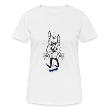 Mains pour voyage - T-shirt respirant Femme - blanc - Devant - AI Model Female 172 dark (172cm)