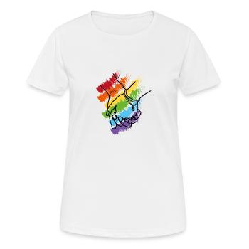 Haendchen halten Regenbogen 2 - Frauen T-Shirt atmungsaktiv - Weiß - Vorne - AI Model Female 172 dark (172cm)