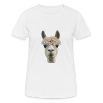 Alpaga lama chameau Pérou Andes Amérique du Sud laine - T-shirt respirant Femme - blanc - Devant - AI Model Female 172 dark (172cm)