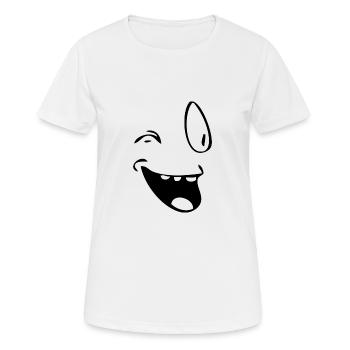 Zwinker Gesicht originelles Geschenk - Frauen T-Shirt atmungsaktiv - Weiß - Vorne - AI Model Female 172 dark (172cm)
