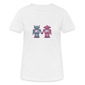 Liebend Robots - Frauen T-Shirt atmungsaktiv - Weiß - Vorne - AI Model Female 172 dark (172cm)