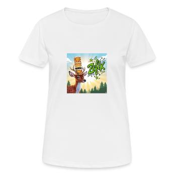 ZEFIX - Cerf à la bière, copain on fête - T-shirt respirant Femme - blanc - Devant - AI Model Female 172 dark (172cm)