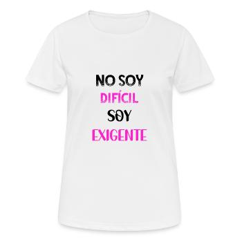 Je ne suis pas difficile je suis exigeante PNK BLK - T-shirt respirant Femme - blanc - Devant - AI Model Female 172 dark (172cm)