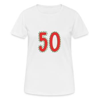 50. 50 ANS. 50e ANNIVERSAIRE. ANNIVERSAIRE 50 ANS. - T-shirt respirant Femme - blanc - Devant - AI Model Female 172 dark (172cm)