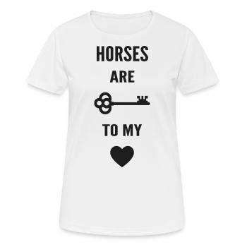 Pferde sind der Schlüssel zu meinem Herzen - Frauen T-Shirt atmungsaktiv - Weiß - Vorne - AI Model Female 172 dark (172cm)