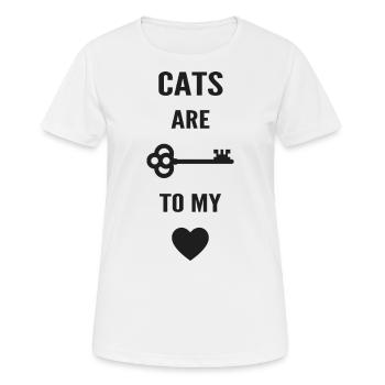 Cats are the key to my heart - T-shirt respirant Femme - blanc - Devant - AI Model Female 172 dark (172cm)