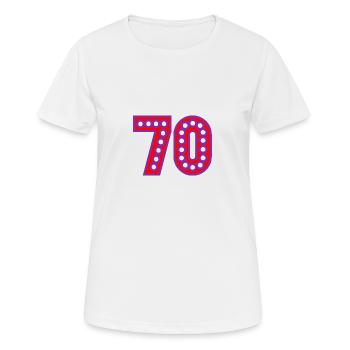 70. 70 ANS. 70e ANNIVERSAIRE. ANNIVERSAIRE 70 ANS. - T-shirt respirant Femme - blanc - Devant - AI Model Female 172 dark (172cm)