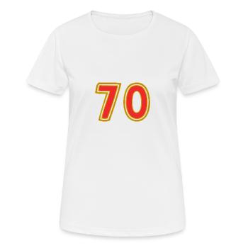 70. 70 ANS. 70e ANNIVERSAIRE. ANNIVERSAIRE 70 ANS. - T-shirt respirant Femme - blanc - Devant - AI Model Female 172 dark (172cm)