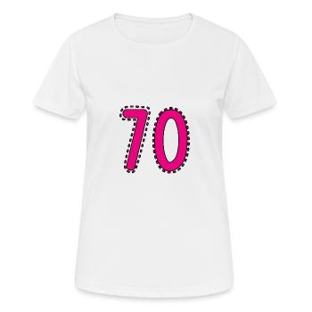70. 70 ANS. 70e ANNIVERSAIRE. ANNIVERSAIRE 70 ANS. - T-shirt respirant Femme - blanc - Devant - AI Model Female 172 dark (172cm)