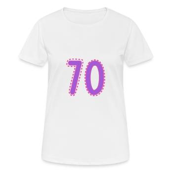 70. 70 ANS. 70e ANNIVERSAIRE. ANNIVERSAIRE 70 ANS. - T-shirt respirant Femme - blanc - Devant - AI Model Female 172 dark (172cm)