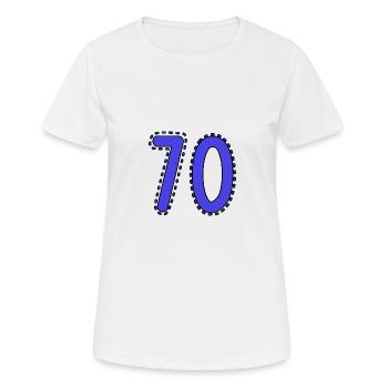 70. 70 ANS. 70e ANNIVERSAIRE. ANNIVERSAIRE 70 ANS. - T-shirt respirant Femme - blanc - Devant - AI Model Female 172 dark (172cm)