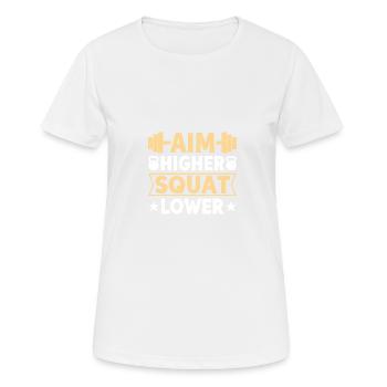 Visez plus haut accroupi plus bas - T-shirt respirant Femme - blanc - Devant - AI Model Female 172 dark (172cm)