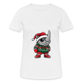 Noël de rhinocéros Noël laid - T-shirt respirant Femme - blanc - Devant - AI Model Female 172 dark (172cm)