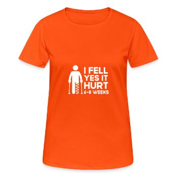 Je suis tombé. - T-shirt respirant Femme - orange néon - Devant - AI Model Female 172 dark (172cm)