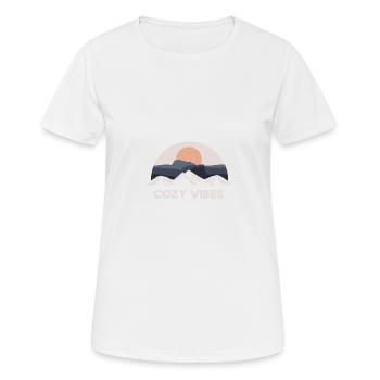 Automne drôle citation Ambiance cosy bleu-vert courageux - T-shirt respirant Femme - blanc - Devant - AI Model Female 172 dark (172cm)