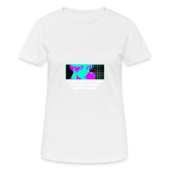 Ich mag feiern Ich meine, ich schau Anime Manga lu - Frauen T-Shirt atmungsaktiv - Weiß - Vorne - AI Model Female 172 dark (172cm)