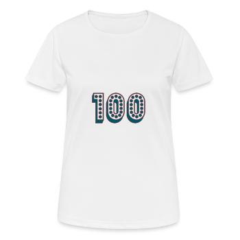 100. 100 YEARS. 100th ANNIVERSARY. 100 BIRTHDAY - Women's Breathable T-Shirt - white - Front - AI Model Female 172 dark (172cm)