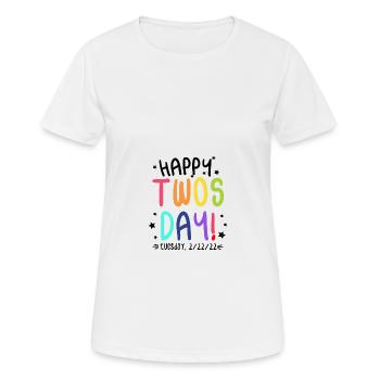 Happy Twosday 2.22.22 Mathématiciens colorés de deux jours - T-shirt respirant Femme - blanc - Devant - AI Model Female 172 dark (172cm)