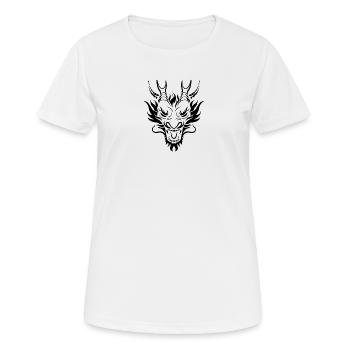 Schwarzer Drachenkopf, Drachenlogo - Frauen T-Shirt atmungsaktiv - Weiß - Vorne - AI Model Female 172 dark (172cm)