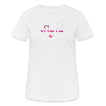 Feminine Woman, Rainbow, Heart, LGBTQ - Women's Breathable T-Shirt - white - Front - AI Model Female 172 dark (172cm)