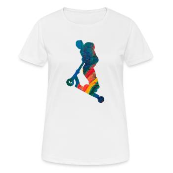 Trottinette freestyle - T-shirt respirant Femme - blanc - Devant - AI Model Female 172 dark (172cm)