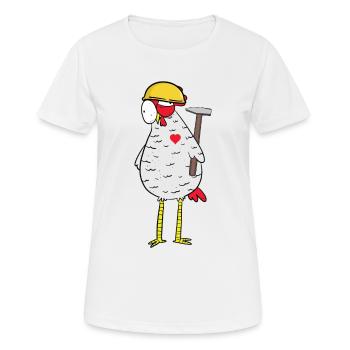 Handwerker Huhn Hammer Herz Baustelle Berufe Job - Frauen T-Shirt atmungsaktiv - Weiß - Vorne - AI Model Female 172 dark (172cm)