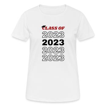 Abschlussklasse 2023 rot - Frauen T-Shirt atmungsaktiv - Weiß - Vorne - AI Model Female 172 dark (172cm)