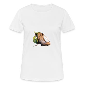 Schuh mit Grünpflanze - Frauen T-Shirt atmungsaktiv - Weiß - Vorne - AI Model Female 172 dark (172cm)