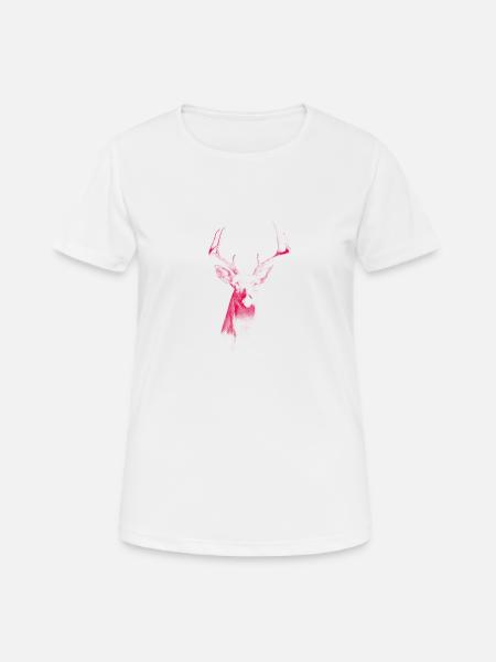 Hirsch - Frauen T-Shirt atmungsaktiv - Weiß