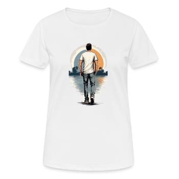 Einsamer Mann bei Sonnenuntergang - Frauen T-Shirt atmungsaktiv - Weiß - Vorne - AI Model Female 172 dark (172cm)