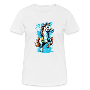 Cheval sauvage en coloré - T-shirt respirant Femme - blanc - Devant - AI Model Female 172 dark (172cm)