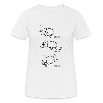 Schaf Standby Running Crashed - Frauen T-Shirt atmungsaktiv - Weiß - Vorne - AI Model Female 172 dark (172cm)